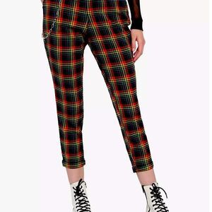Hot Topic Black & Rainbow Plaid Trousers XS - Punk Goth Emo Style